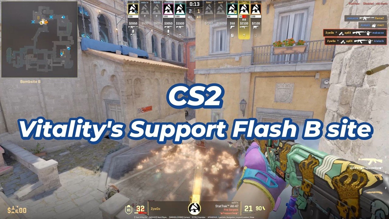 CS2 - Support FLASH B site on INFERNO by apEX lineup Vitality vs NaVi - YouTube